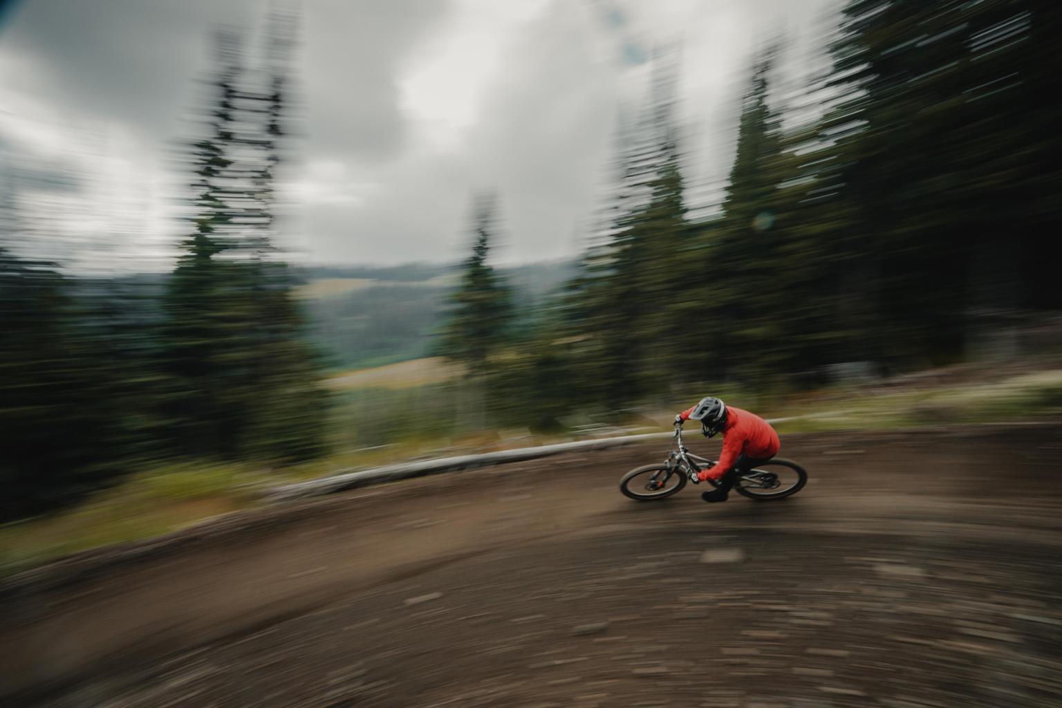 One biker riding a burm 